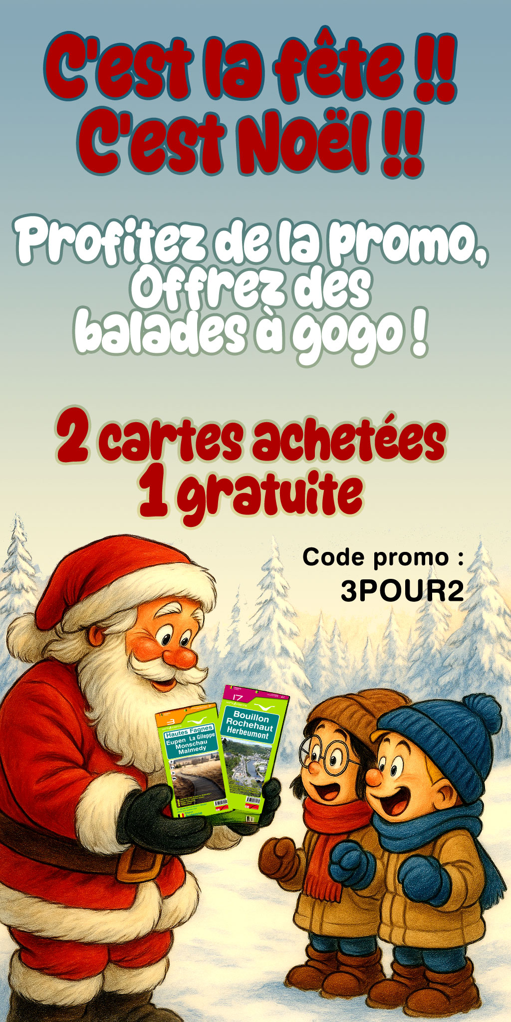 Promo Noël Mini-Ardenne : 2 cartes achetées, 1 gratuite